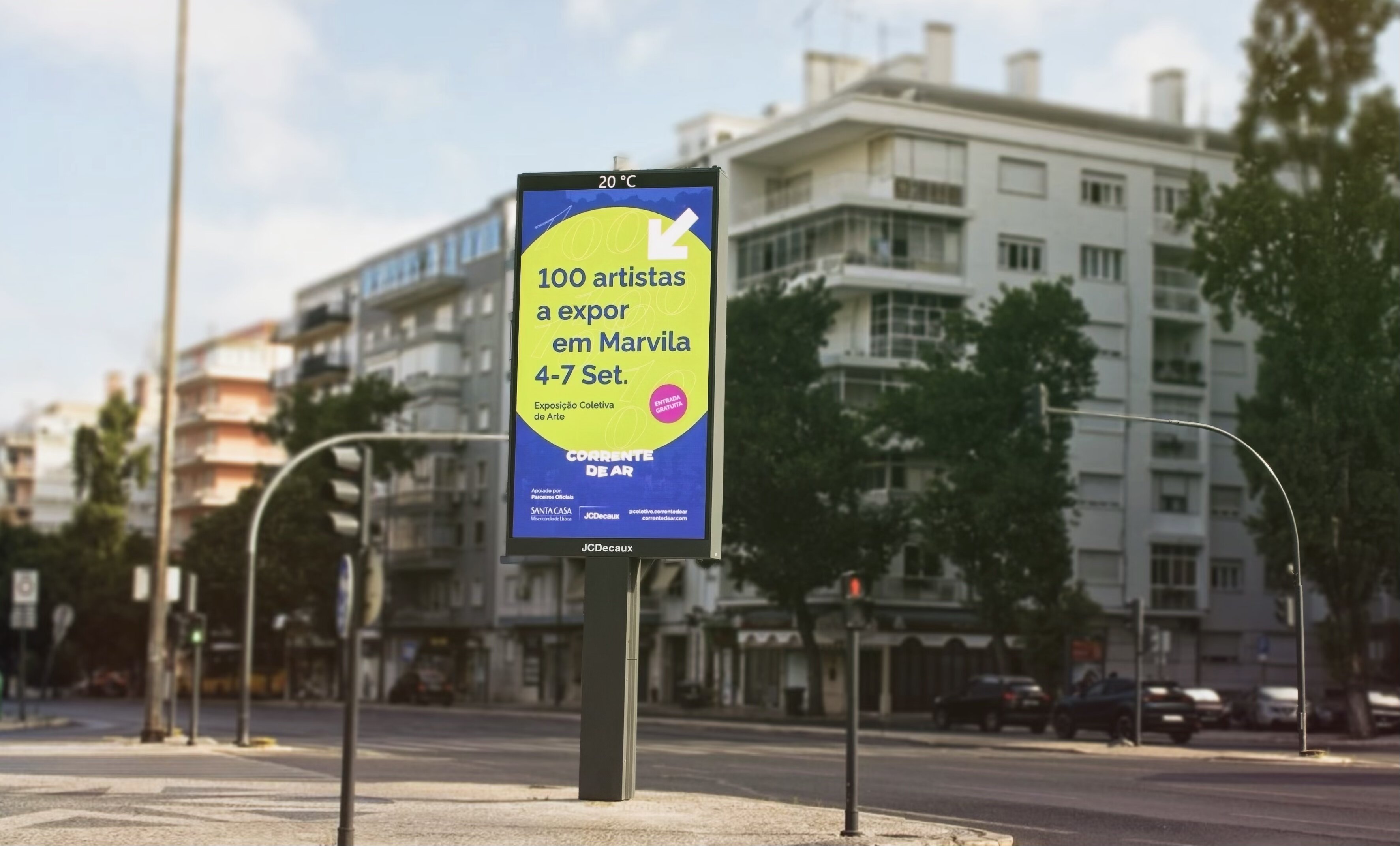 One of the hundred Corrente de Ar advertising panels (MUPI) installed across Lisbon