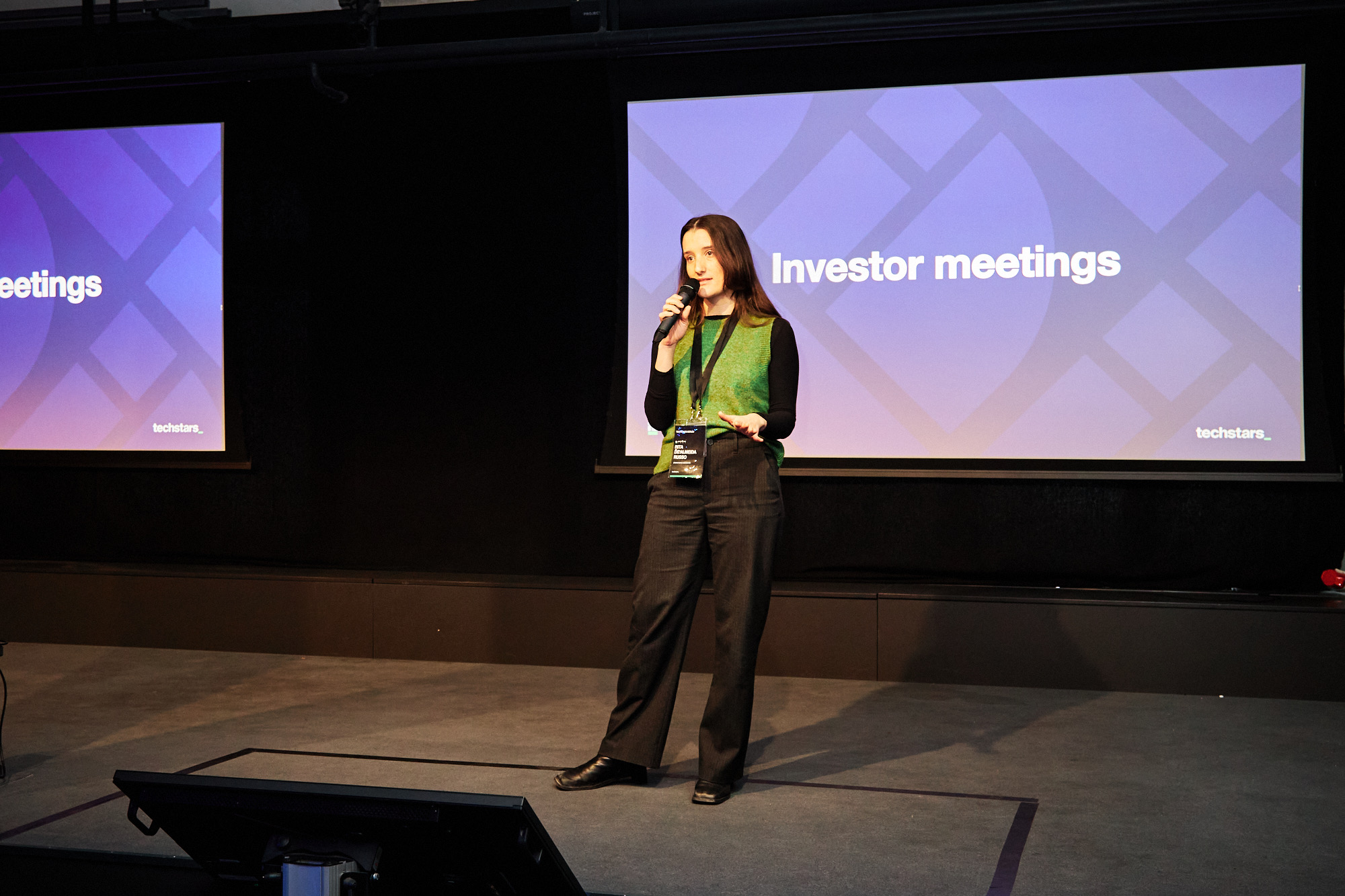 On stage introducing the investor meetings format at Techstars Berlin Investor Day
